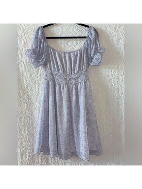 STORIA Dainty Floral Puff Short Sleeve Babydoll Mini Dress